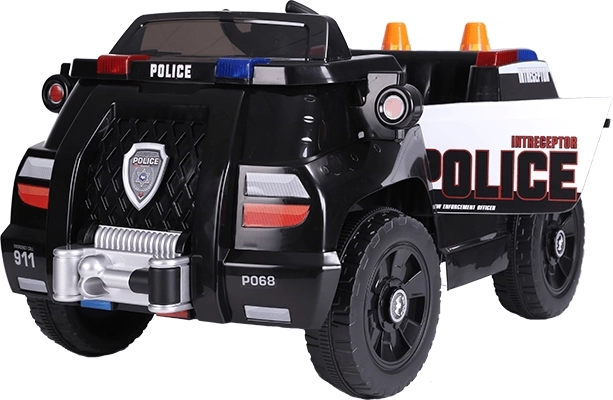 Elektrisches Kinder-Polizeiauto JiaJia Cars, schwarz, 12 V 4 Ah