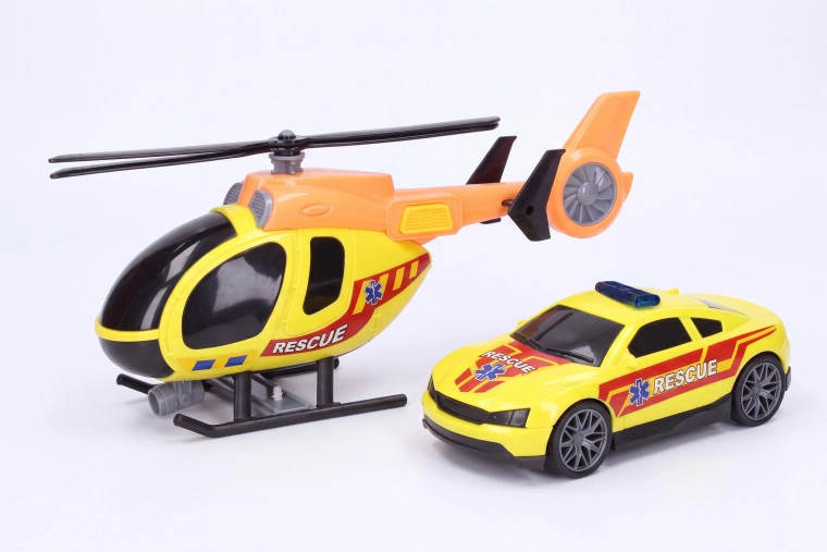 Rettungshubschrauber mit Effekten und Auto