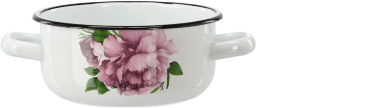 Emaille-Topf 1,5 l mit Griffen Laura Pfingstrose, 16 cm