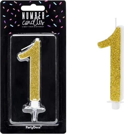 Geburtstagskerze für die Torte Ziffer 1 gold – 1 Stück