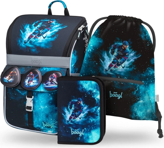 Baagl Schulset Zippy Hockey – Schultasche, Federmäppchen und Beutel