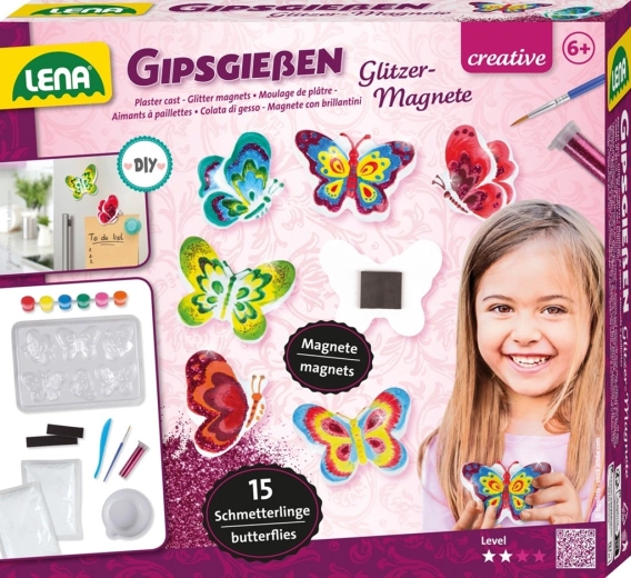 Lena Gipsmagnete mit Glitzer Schmetterlinge