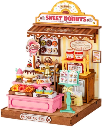 RoboTime Miniaturhaus Donutladen – 3D-Holzbausatz
