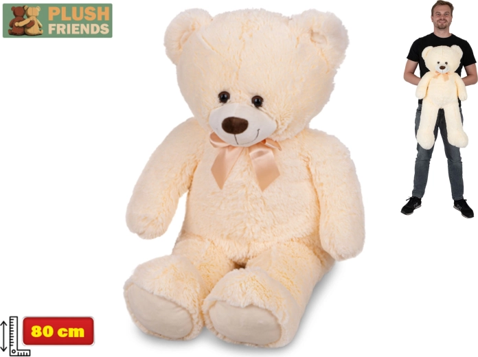 Plüschbär 80 cm beige mit Schleife