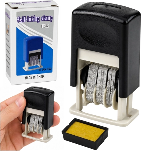 Automatischer verstellbarer Datumsstempel, schwarz – 1 Stück