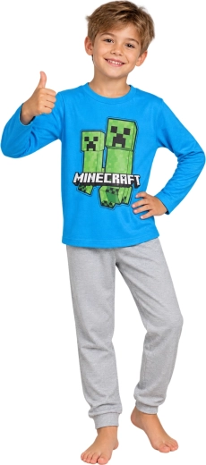 Kinderpyjama Minecraft blau-grau