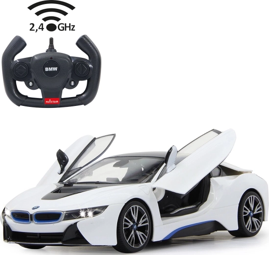 Jamara BMW i8 ferngesteuertes Auto 1:14 weiß 2,4 GHz mit sich öffnenden Türen