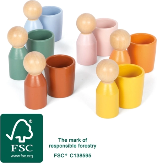 Montessori Sortierbecher mit Holzfiguren small foot