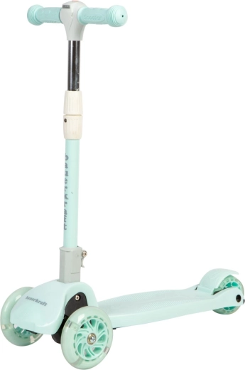 Mintfarbener, klappbarer, dreirädriger Balance-Kinderroller mit LED-Rädern