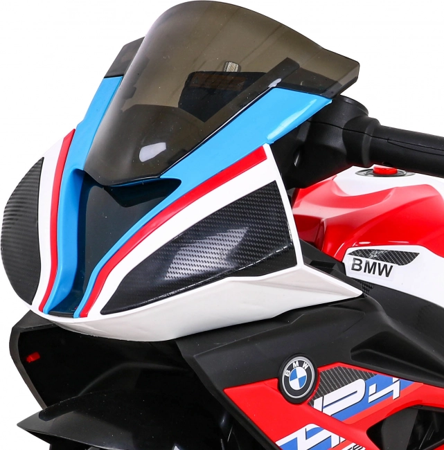 Elektrisches Kinder-Motorrad BMW HP4, rot, 3 Räder, LED-Lichter, MP3/USB, Sitz aus Öko-Leder