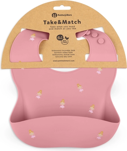 Petite&Mars Silikon-Lätzchen Take&Match Rose Princesses 6m+