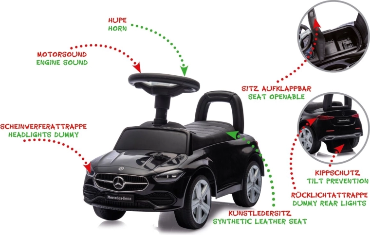 Kinder-Rutschfahrzeug Mercedes-Benz C-Class 2-in-1, schwarz