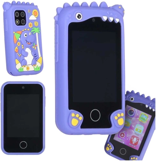 Kinder-Touchscreen-Smartphone mit Fotoapparat und Kamera, 8GB microSD, blauer Dinosaurier