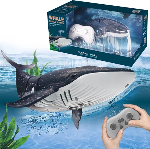 RC-Finnwal mit Wasserfontäne, schwarz