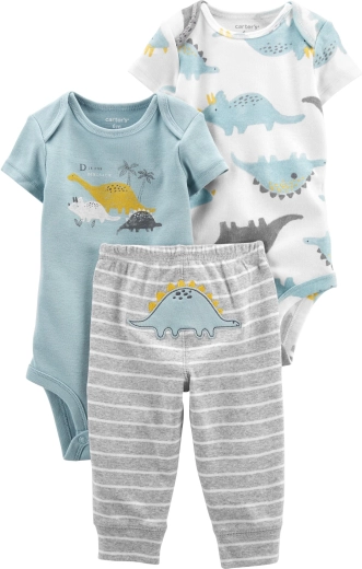 Carter’s 3-teiliges Baby-Set Blue Dino – 2× Kurzarm-Body und Jogginghose