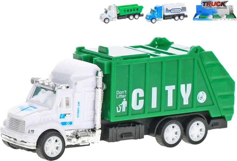 Aufziehauto 12,5 cm – Kipper, Müllabfuhr, Tankwagen