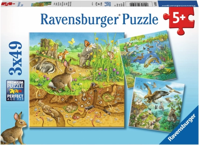 Puzzle Tiere in Ihren Zuhause 3x49 Teile