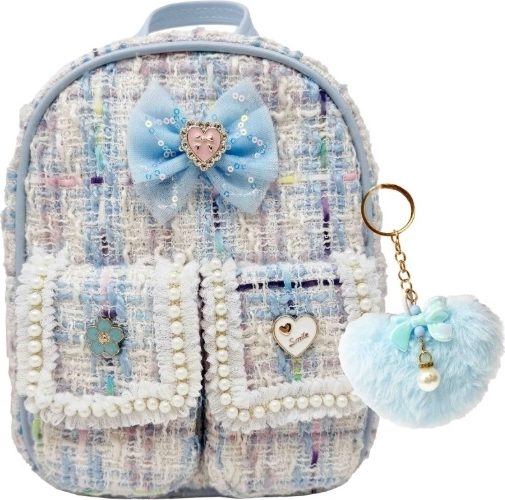 Hot Focus Kinder-Rucksack mit Bommel-Anhänger, blau