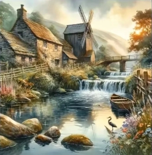 Norimpex Diamantmalerei Mühle am Fluss 30 × 40 cm