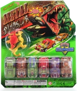 Set aus Dino-Autos und Dinosaurierfiguren (6 Autos + 4 Figuren)