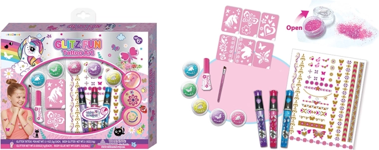 Großes Set temporärer Körper-Tattoos Gliz Fun