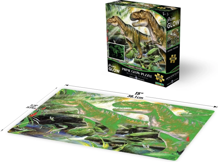 Leuchtendes 3D-Puzzle – doppelte Dino-Katastrophe, 100 Teile