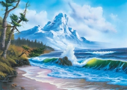 Puzzle Bob Ross: Berg am Meer 1000 Teile