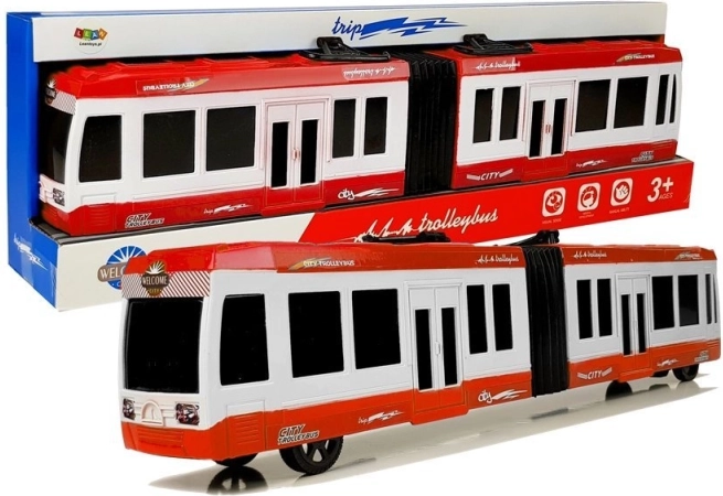 Gelenkbus mit Schwungrad, rot