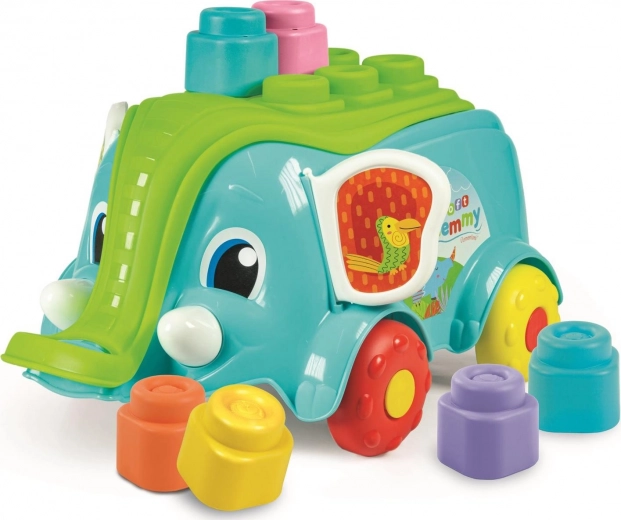 Clementoni weicher Clemmy Wagen Elefant mit 10 Bausteinen