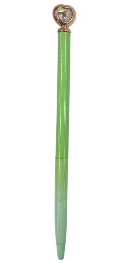 Metallkugelschreiber 16 cm mit Herzmotiv und Diamant-Dekor
