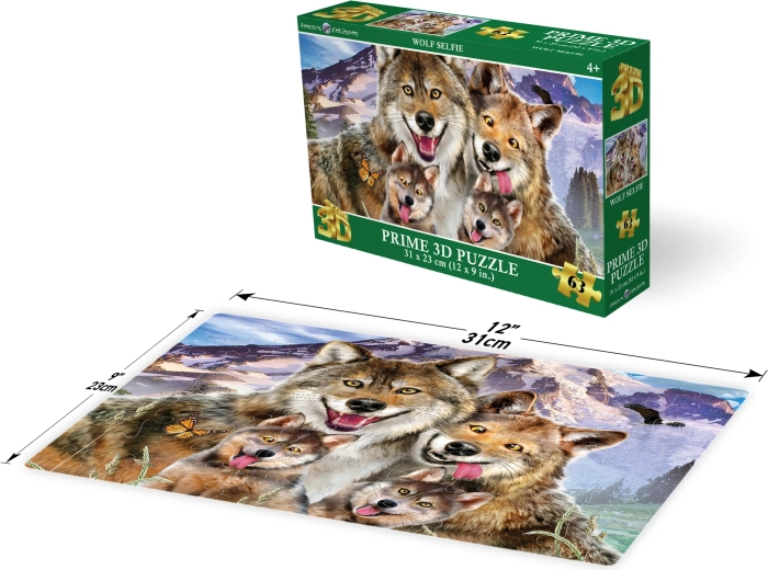 3D-Puzzle Selfie mit Wolf, 63 Teile