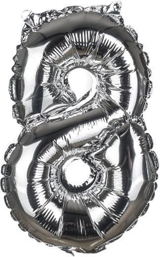 Folienballon Zahl 8, 30 cm – Mix Gold und Silber