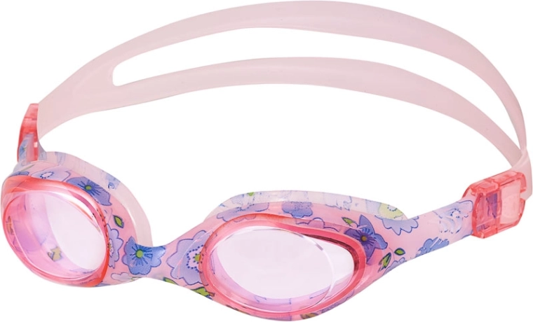 Kinder-Schwimmbrille rosa mit Blumenmuster