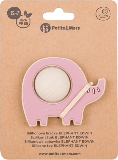 Petite&Mars Silikonspielzeug und Beißring Elefant Edwin dusty rose 6m+