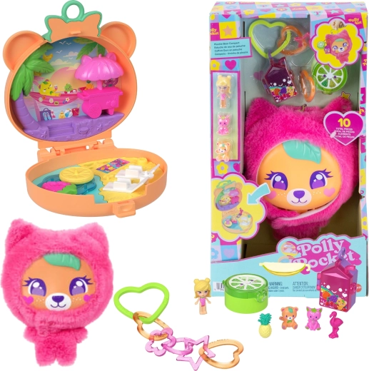 Polly Pocket Kompakt-Set Plüsch-Teddybär mit Figuren und Zubehör