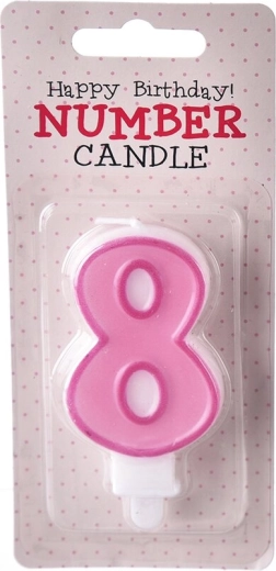 Tortenkerze Zahl 8 rosa 7 cm