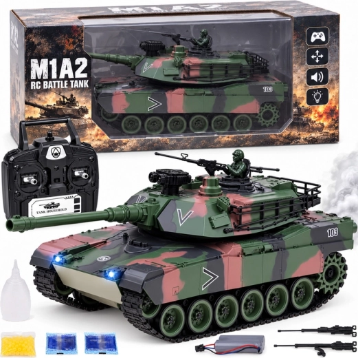 Ferngesteuerter Abrams M1A1 RC-Panzer 2,4 GHz 45 cm – Schießen, Rauch, Sound und Lichter