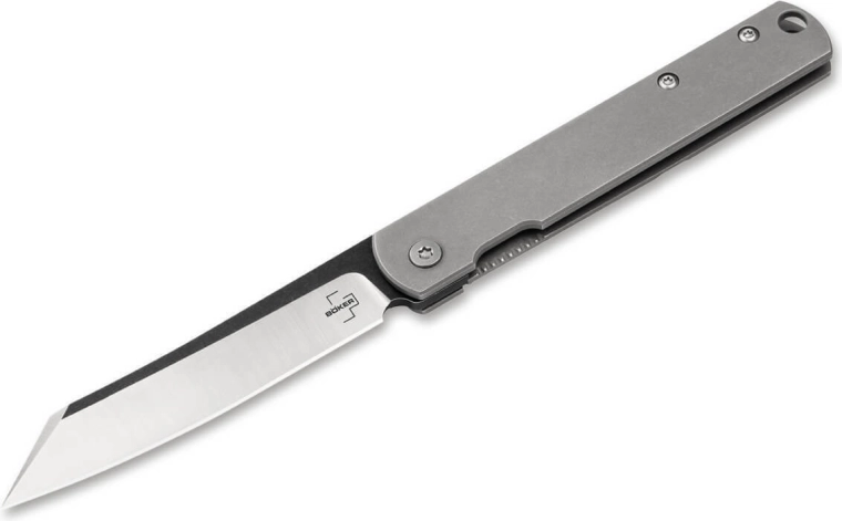 Böker Plus Zenshin Taschenmesser 7,5 cm Stonewash aus Edelstahl mit Clip