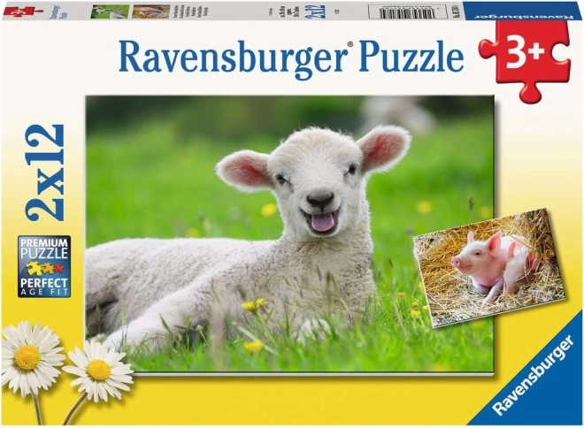 Ravensburger Puzzle Nutztiere 2×12 Teile