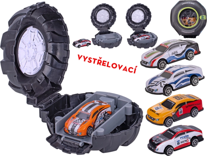 Metall-Sportauto mit Abschuss-Reifen 6,5 cm