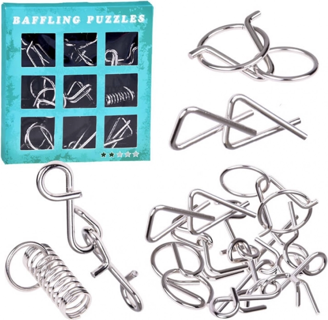 Set aus Metall-Drahtknobelspielen – 9 Stück