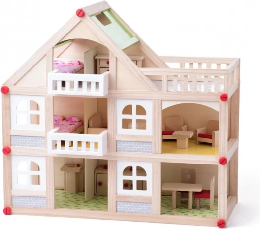 Zweigeschossiges Puppenhaus mit Terrasse