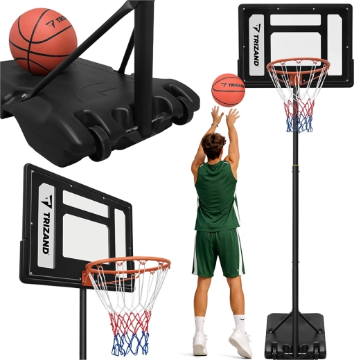 Trizand Stand-Basketballkorb 259 cm mit höhenverstellbarer Korbhöhe und Ball