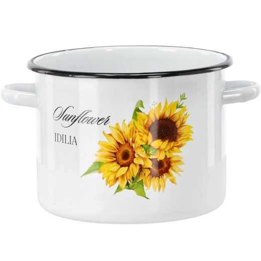 Emaillierter Topf mit Sonnenblumenmotiv 5,5 l, 22 cm
