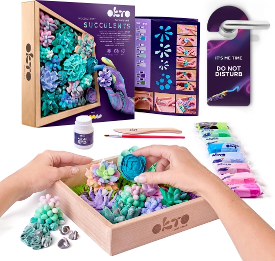 Okto Tenderness Kreativset – Sukkulenten im Holzrahmen 21 × 21 cm