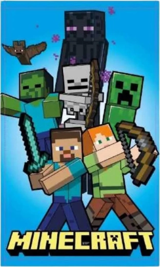 Kinderhandtuch Minecraft 30 × 50 cm mit Steve, Alex, Creeper und Enderman