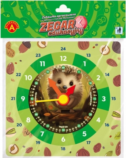 Lernuhr mit Igel zum Zeitlernen 23 × 23 cm
