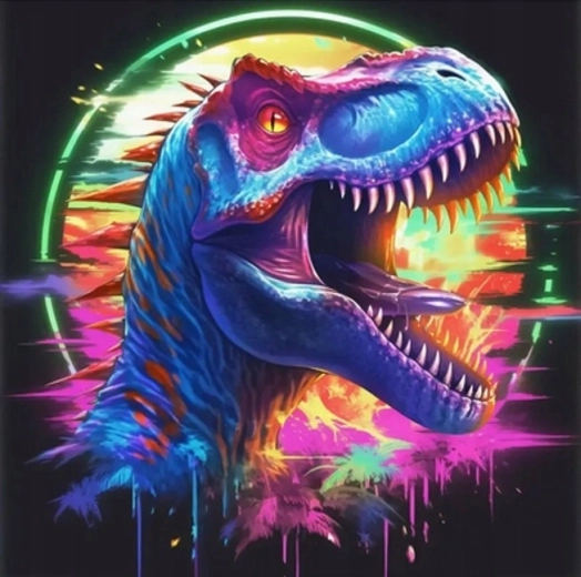 Norimpex Diamantmalerei Neon-T-Rex 30 × 40 cm - 1 Stück
