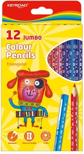 Buntstifte KEYROAD Jumbo dreikantig, 12 Farben