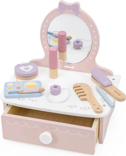 PolarB Kinder-Kosmetiktisch aus Holz mit Zubehör